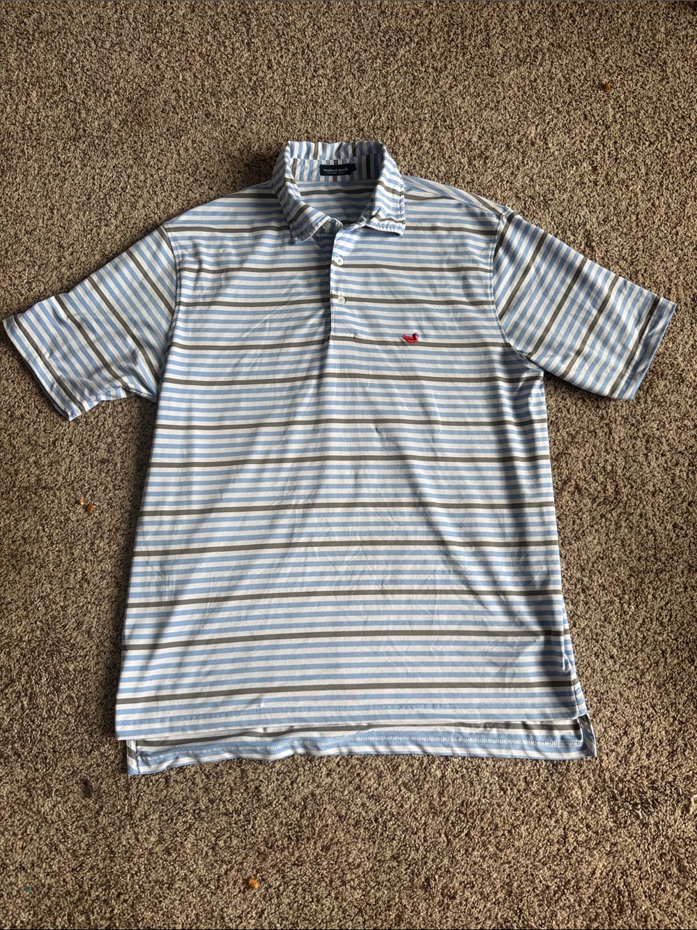 Southern Marsh Light Blue Striped Men’s Polo Sz L